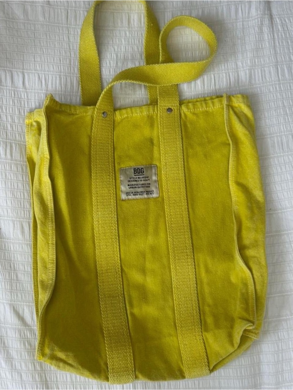 BDG Bright Yellow Canvas Tote with Webbed Straps